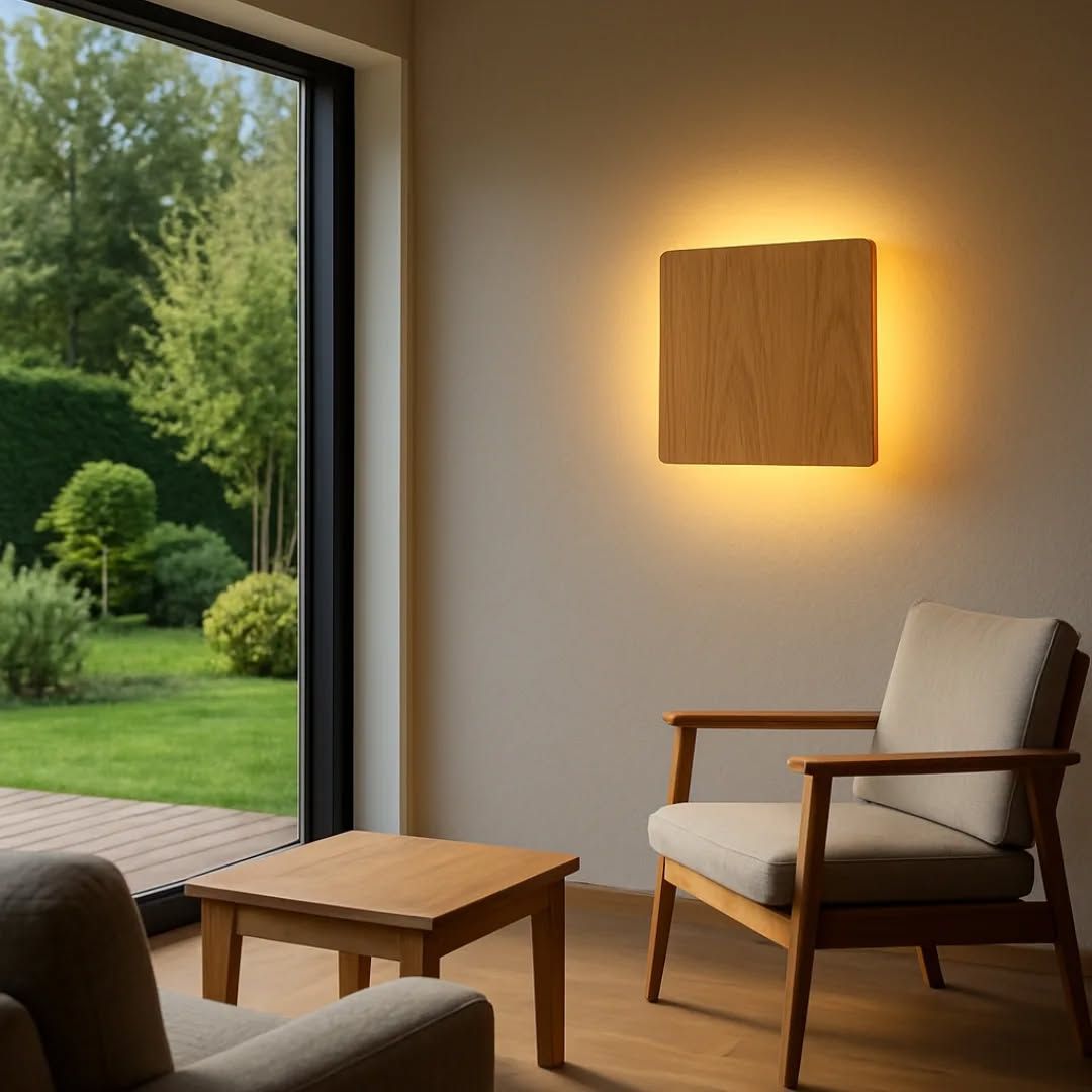 Modern Square Wooden Wall Lamp