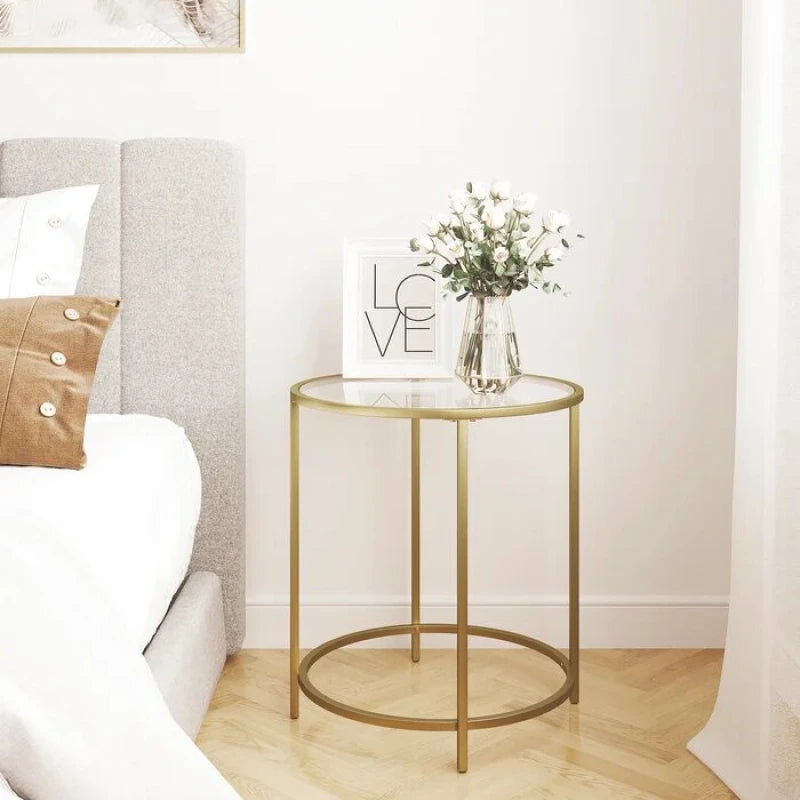 CREFTER – Glass Top Side Table