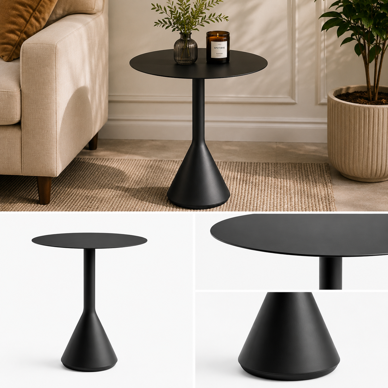 ANTHRA – Black Cone Shaped Outdoor Table