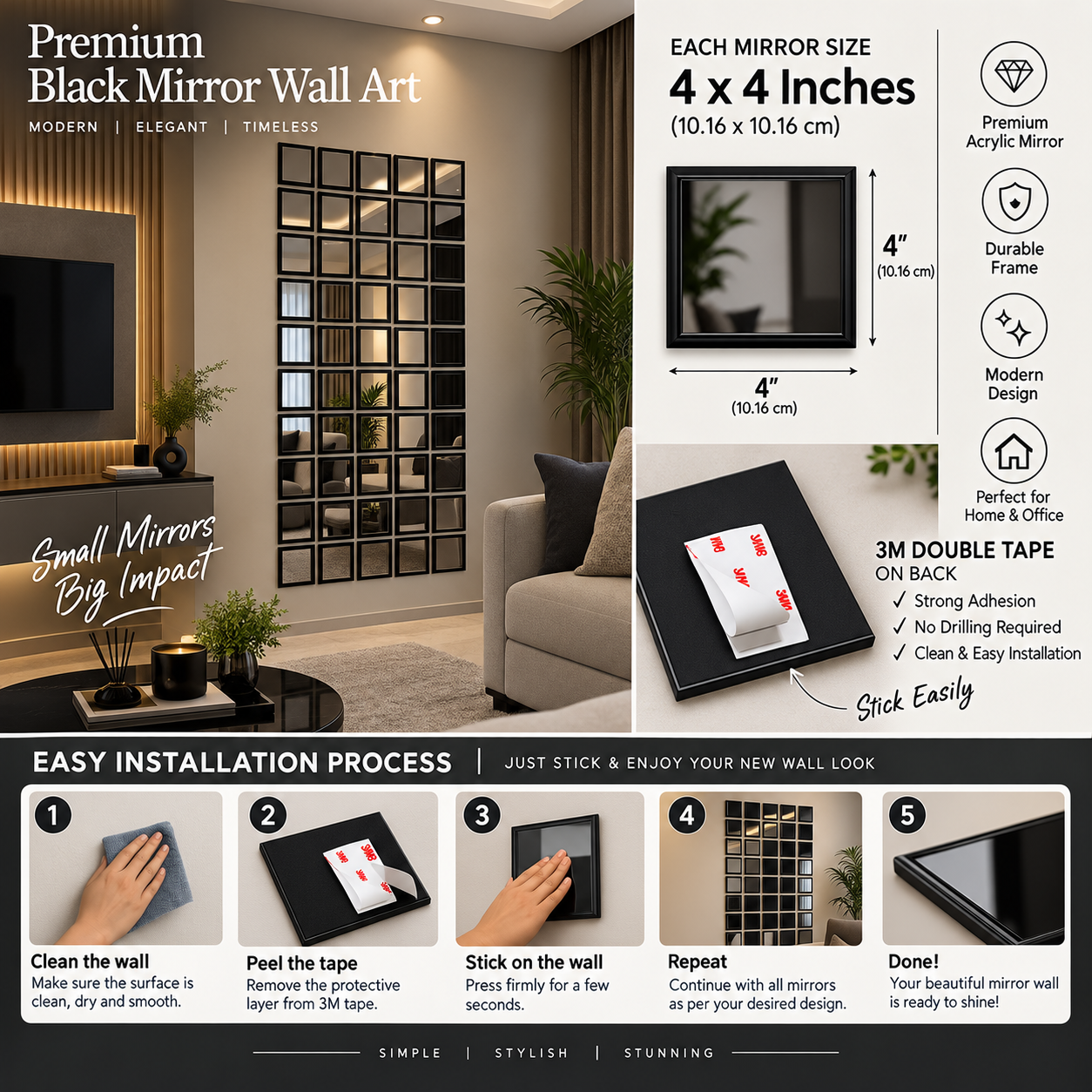 Luxe Square Mirror Grid