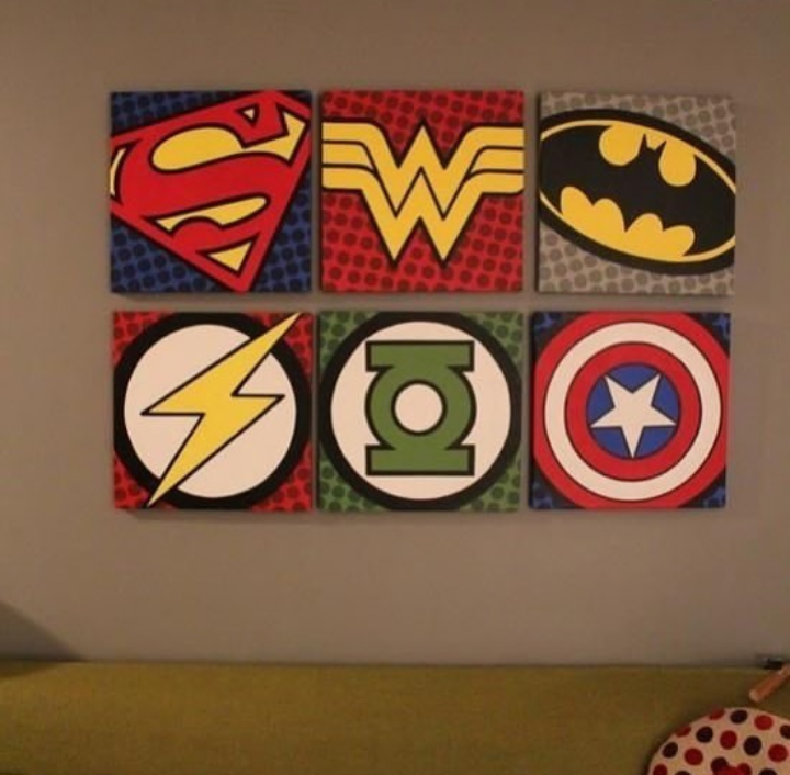 SUPERHEROES LOGO – 6 PANEL SET – COMIC WALL ART