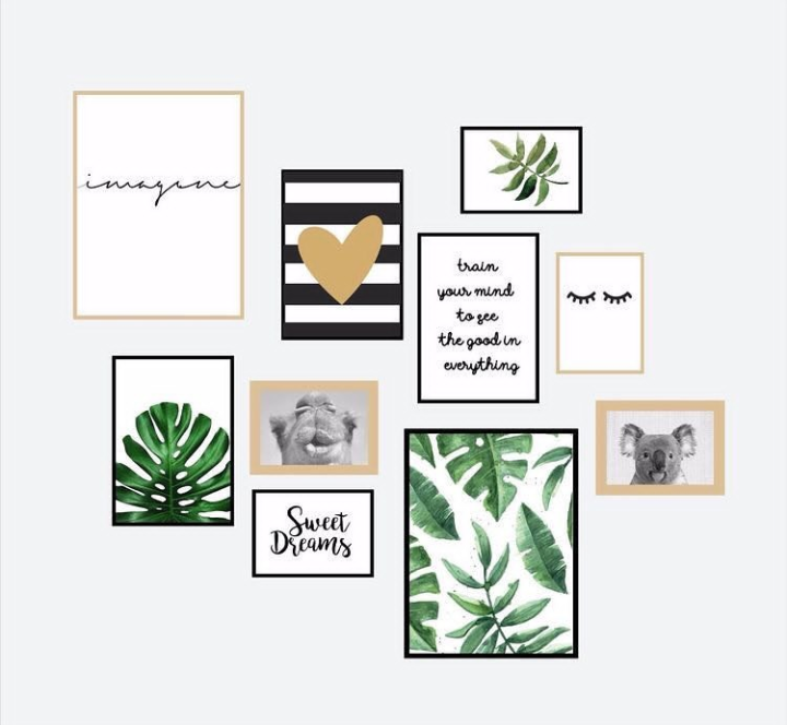 GREEN LEAVES HEART SHAPE SWEET DREAMS – 10 PANEL SET – QUOTES WALL ART