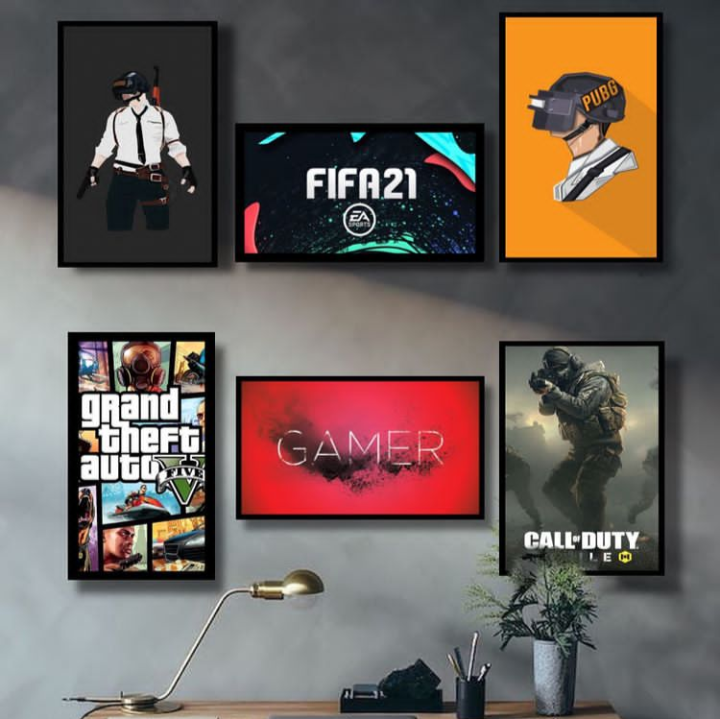 PUBG GTA GAMES – 6 PANEL SET – GAMES WALL ART