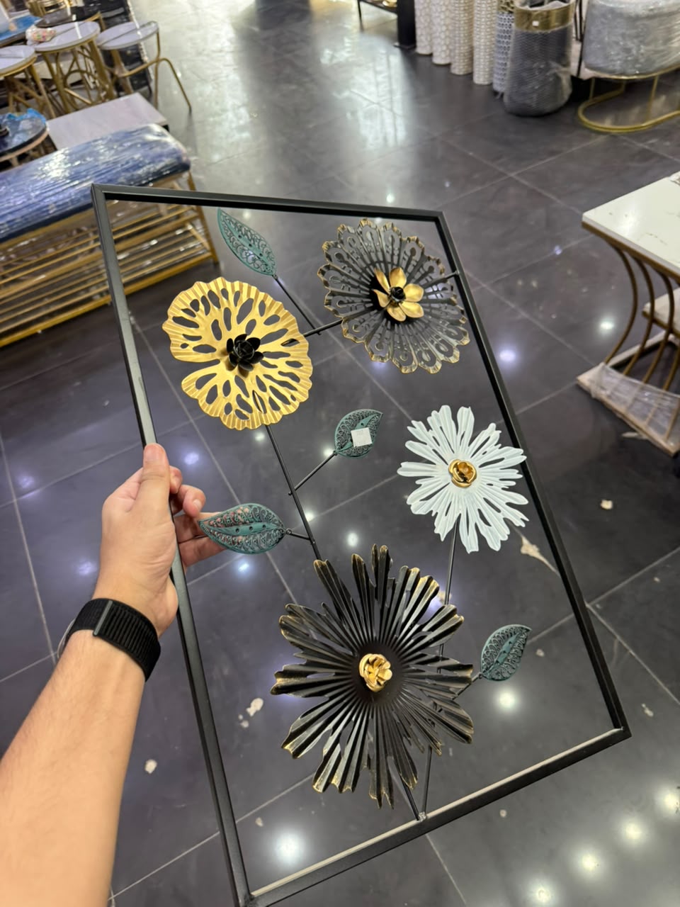 Noir Blossom Metal Wall Art”