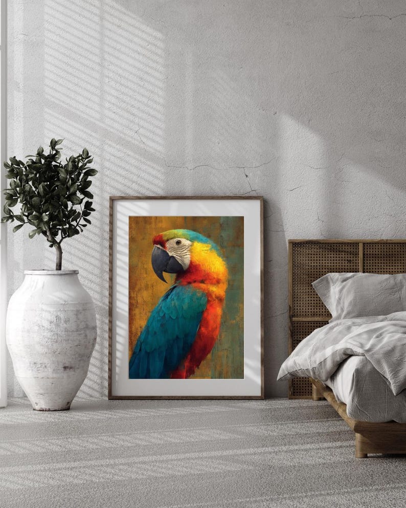 Colorful Macaw Parrot Wall Art | Vibrant Abstract
