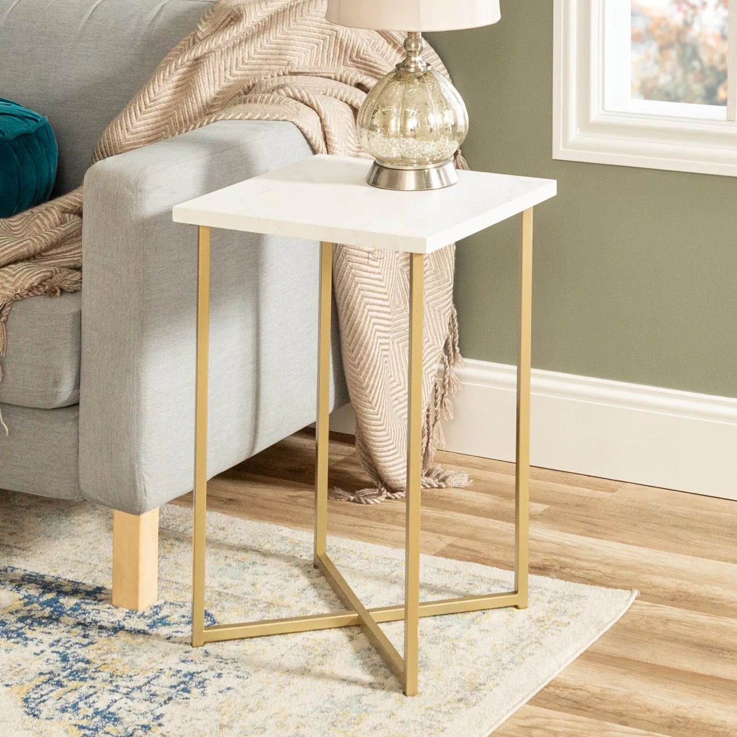 Crossed Legs Marble Top Side Table