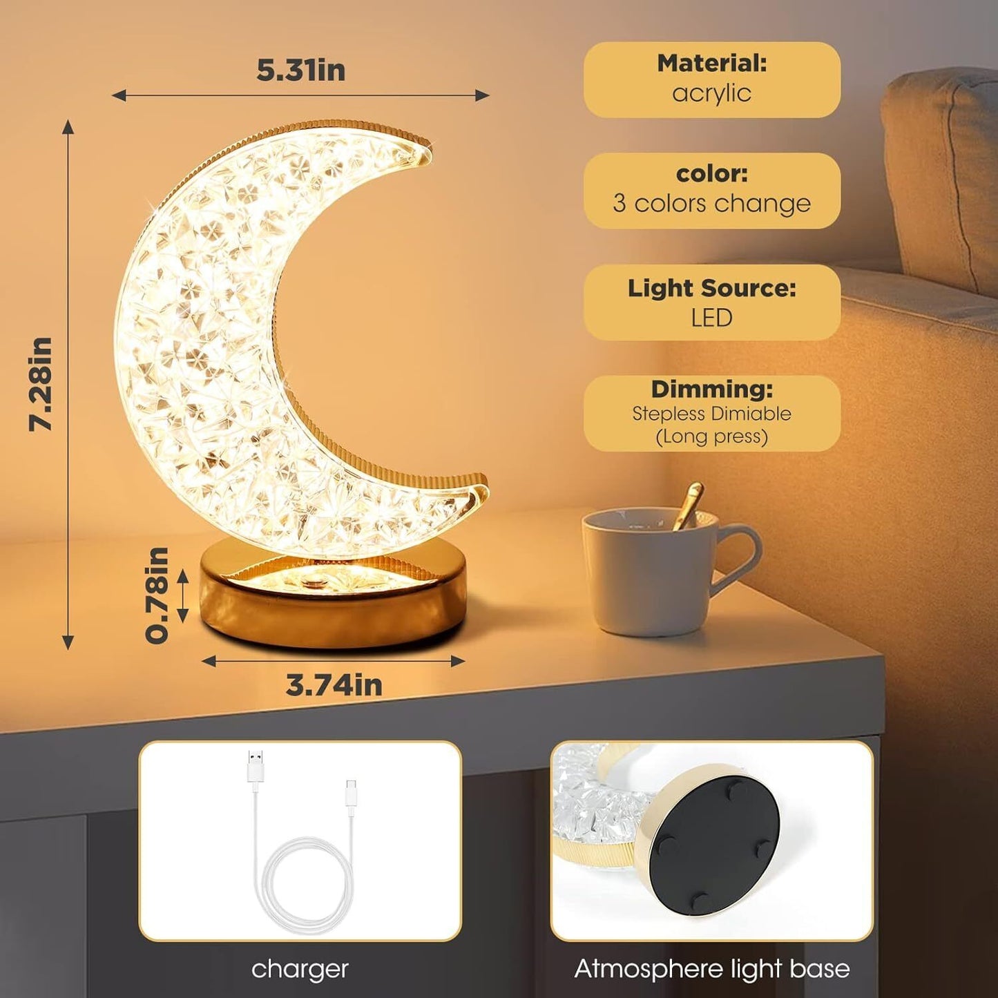 Moon Shaped Night Bed Side Light Night Lamp