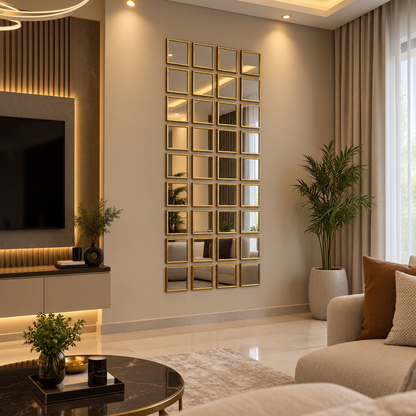 Luxe Square Mirror Grid (GOLD)