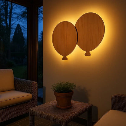 Modern Duo Balloon Shape Wooden Wall Lamp