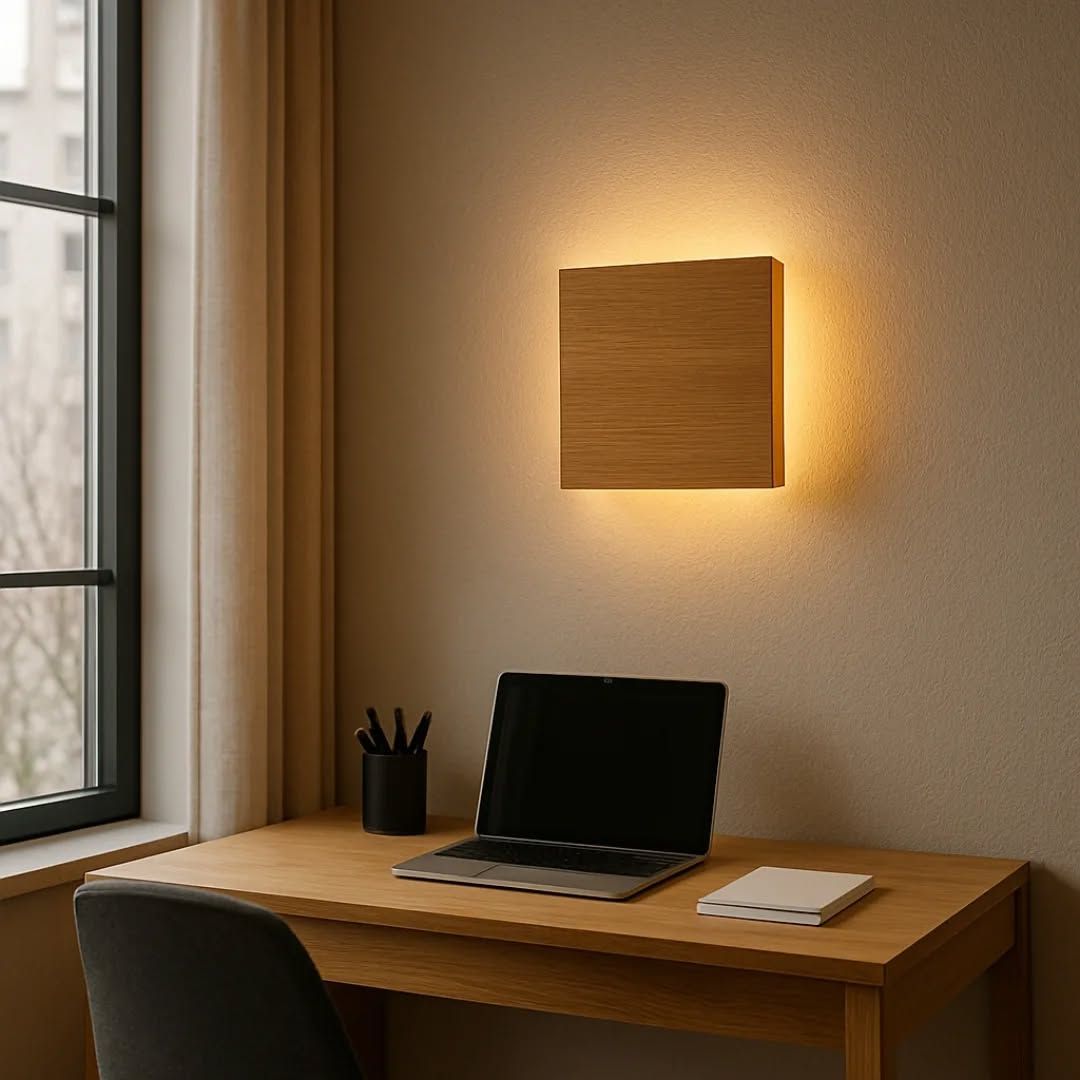 Modern Square Wooden Wall Lamp
