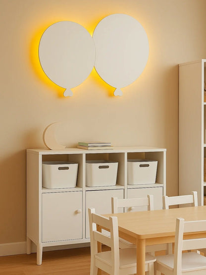 Modern Duo Balloon Shape Wooden Wall Lamp