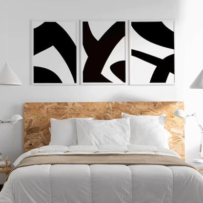 Set of 3 Black Abstract Paintings
