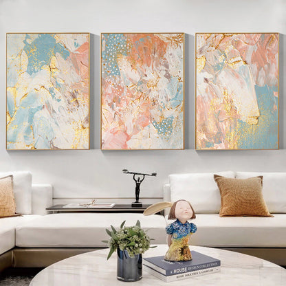 Trio of Abstract Paintings in Pastel Tones