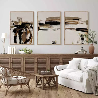 Kit of 3 Abstract Paintings with Pastel Smudges