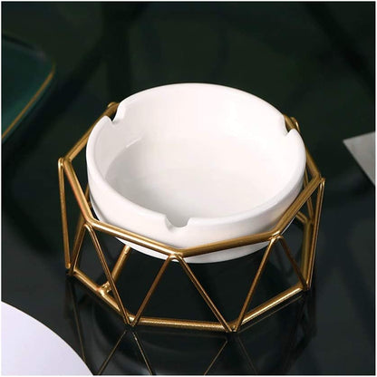Golden Geometric Ashtray Ceramic