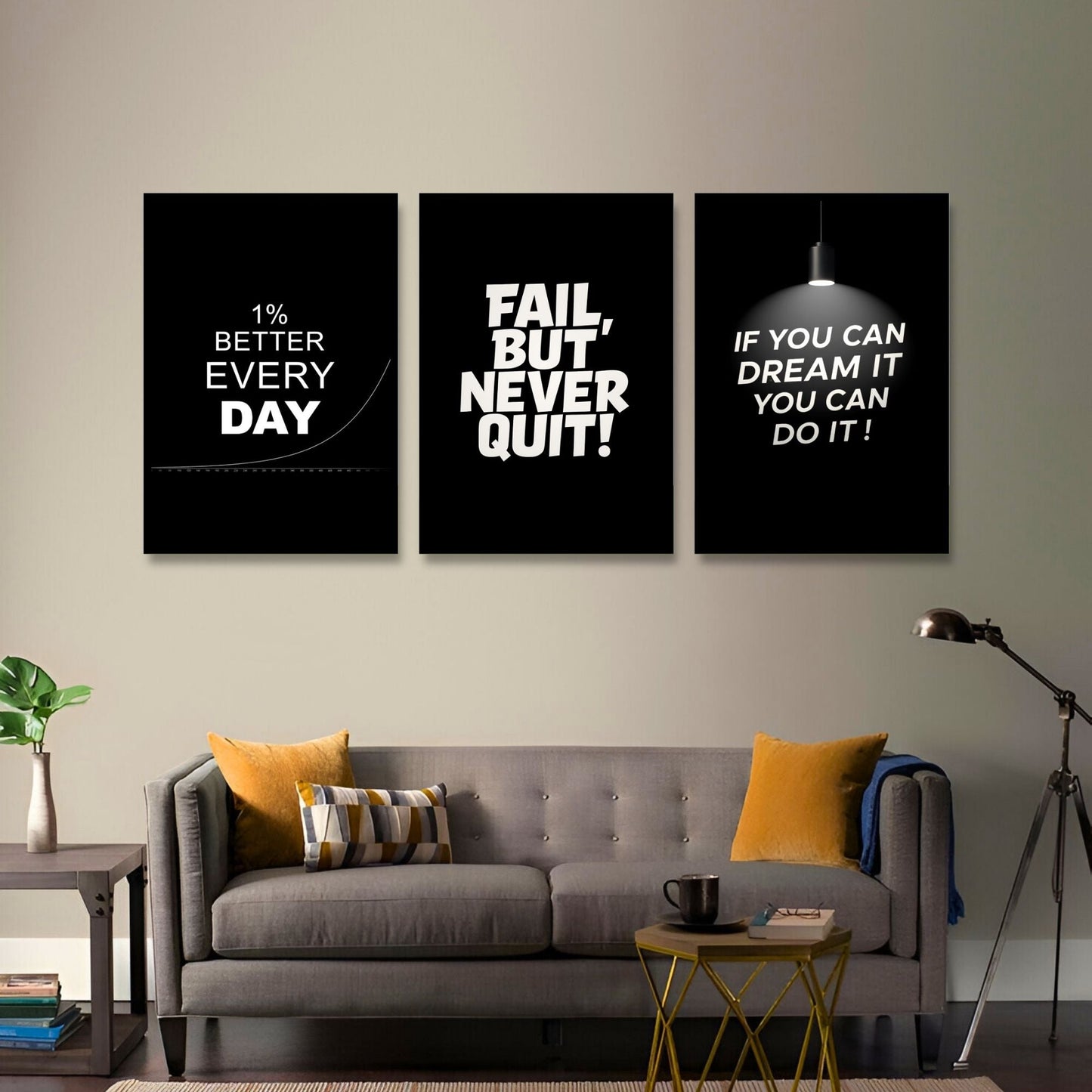 Optimism on Overdrive – 3 PANEL SET – QUOTES WALL ART