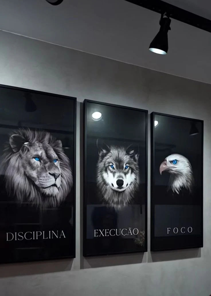 Discipline. Execution. Focus. – Motivational Animal Wall Art Set