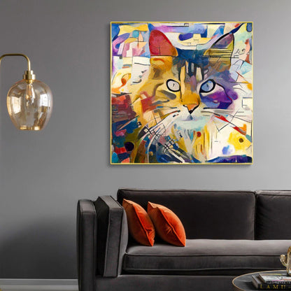 Abstract Geometric Kitten Painting