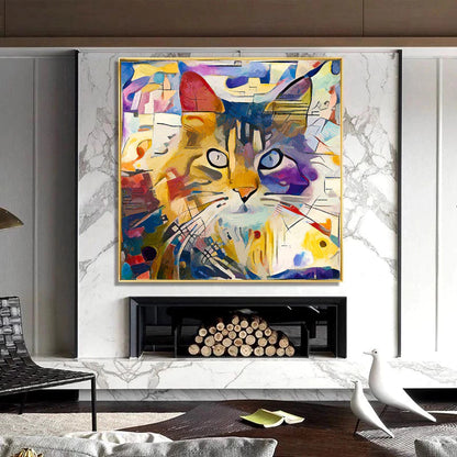 Abstract Geometric Kitten Painting