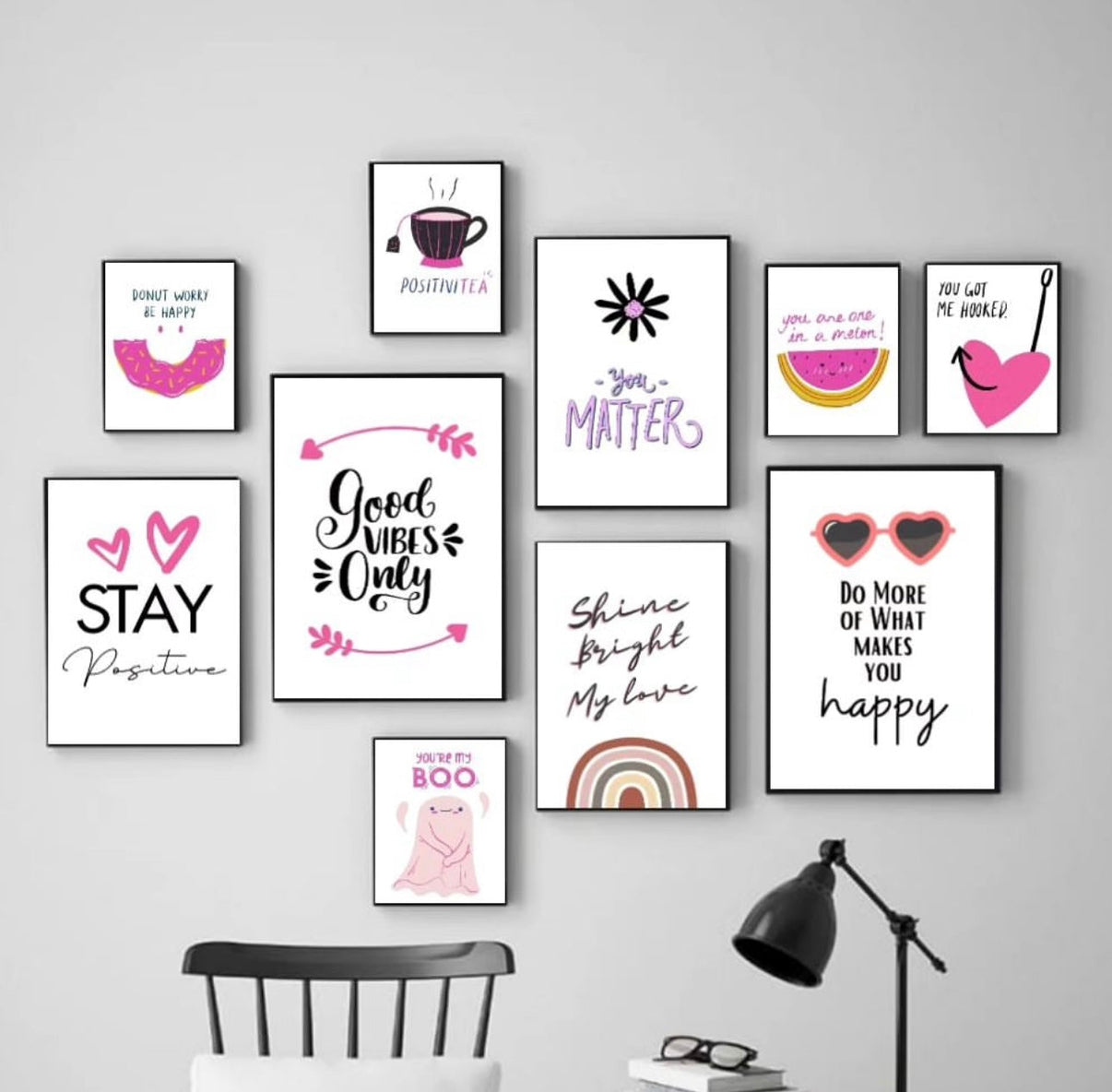 GIRLISH– 10 PANEL SET – DECOR WALL ART