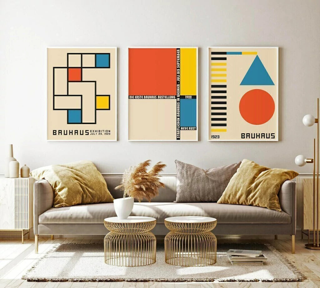 Kit of 3 Colorful Bauhaus Paintings