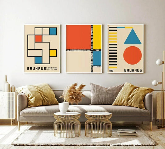 Kit of 3 Colorful Bauhaus Paintings