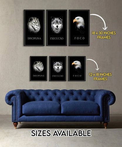 Discipline. Execution. Focus. – Motivational Animal Wall Art Set