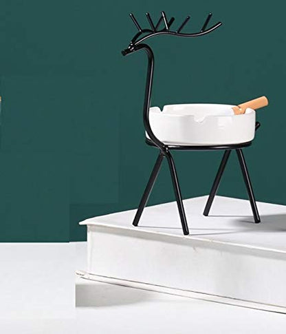 Ceramic Metal Wire Deer Shaped Cigar Ash Tray