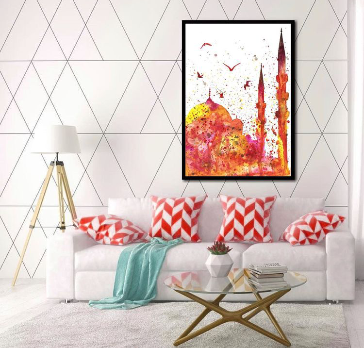 MOSQUE PAINTING WALL HANGING – HAND PAINTING WALL ART