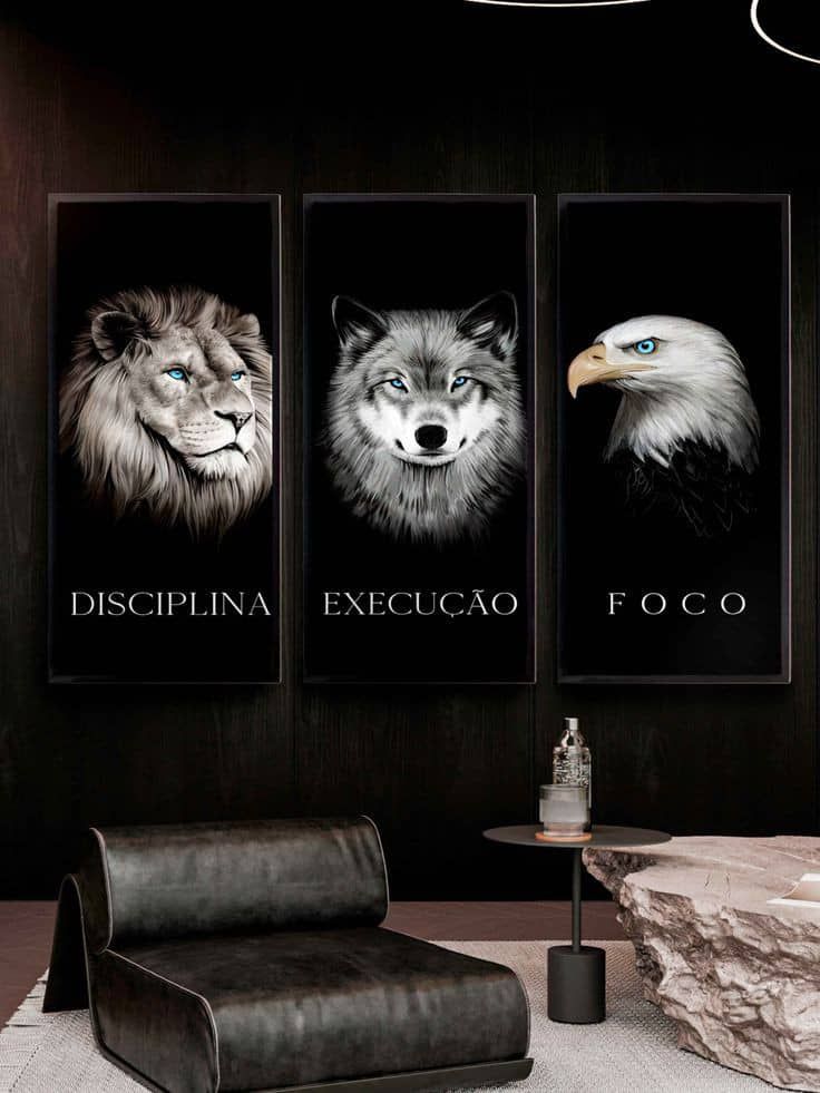 Discipline. Execution. Focus. – Motivational Animal Wall Art Set