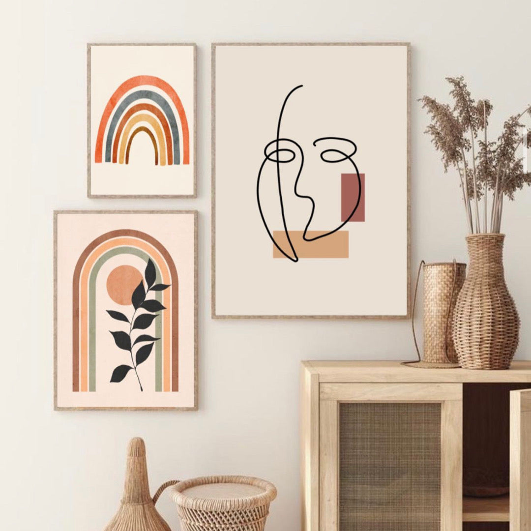 BOHO STYLE – 3 PANEL SET- ABSTRACT WALL ART