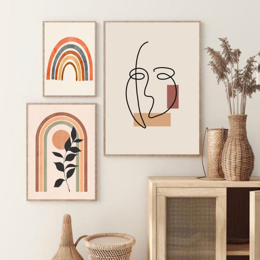 BOHO STYLE – 3 PANEL SET- ABSTRACT WALL ART