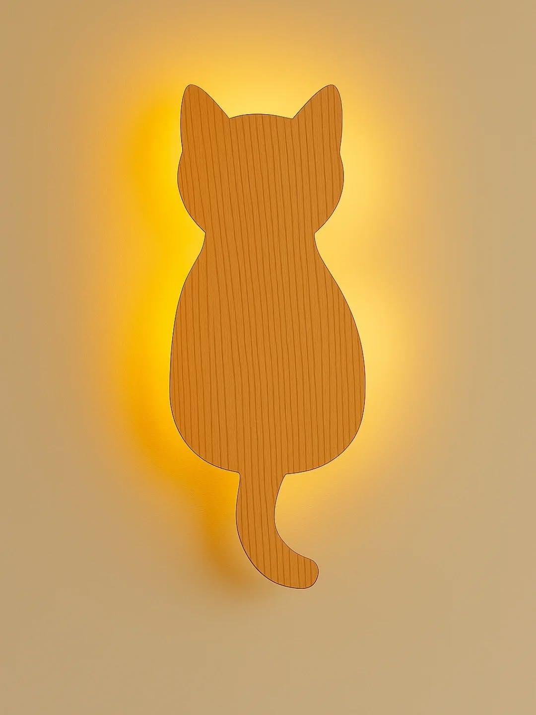 Modern Cat Shape Wooden Wall Lamp