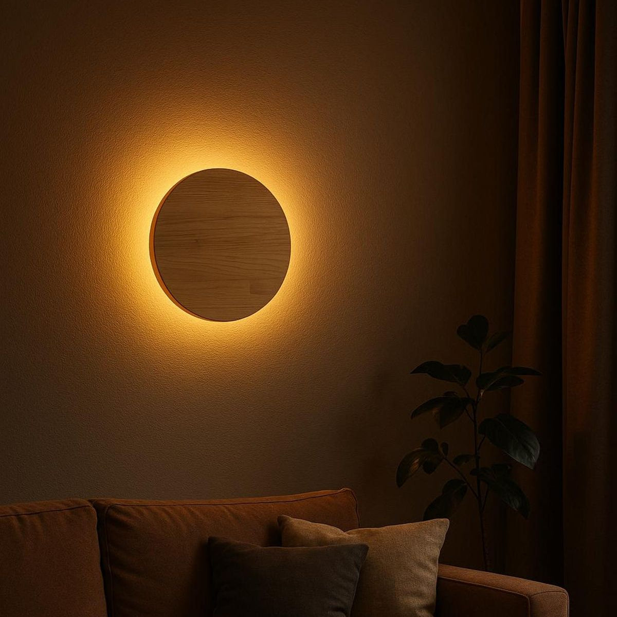 Luna Halo Wooden Wall Lamp