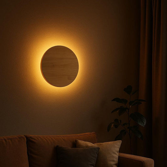 Luna Halo Wooden Wall Lamp