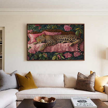 Sleeping Leapord on sofa Single Wall art