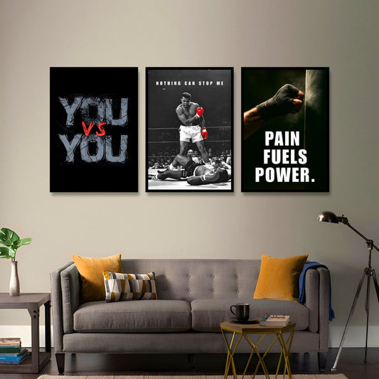 The Tough-Love Training – 3 PANEL SET – QUOTES WALL ART