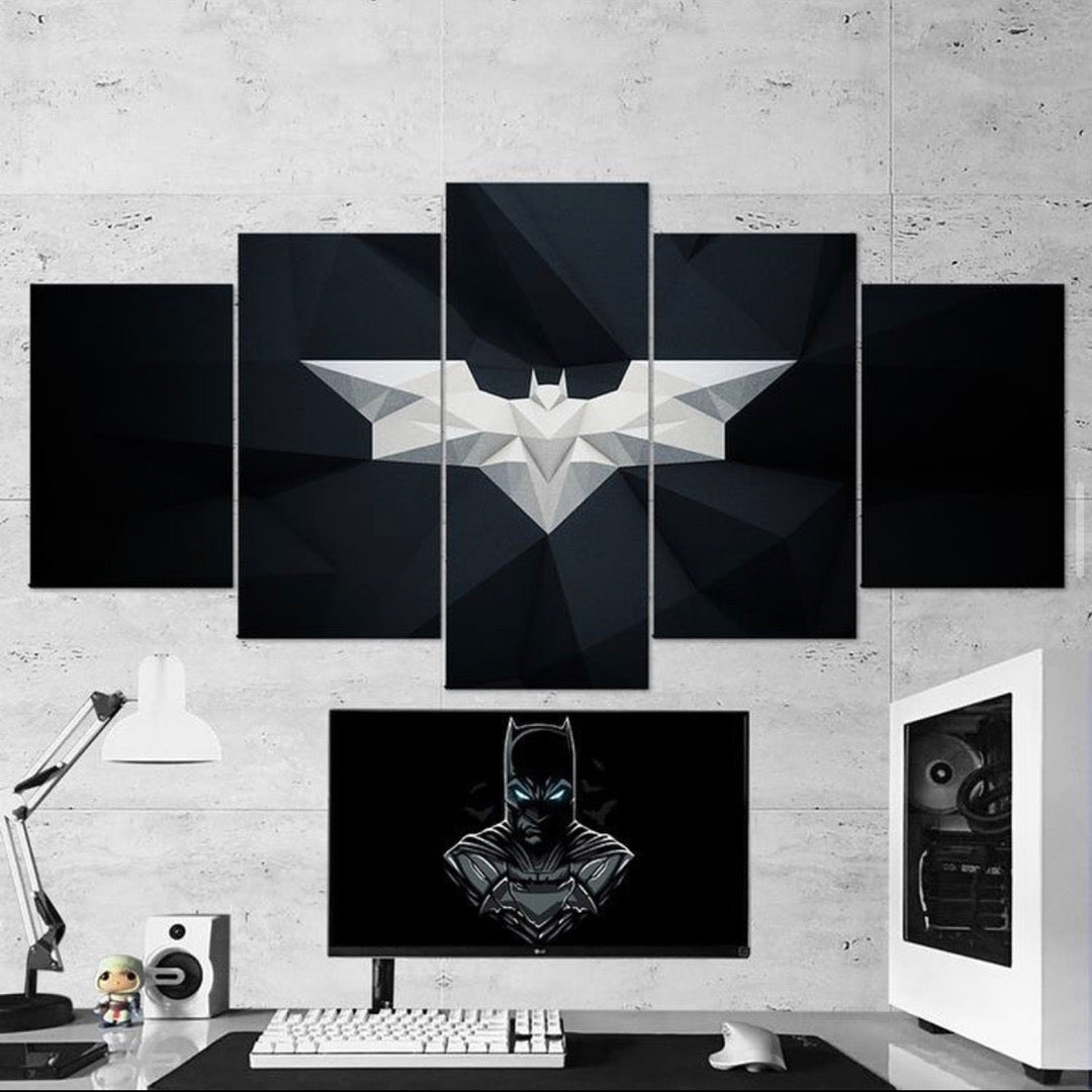 GEOMETRICAL BATMAN LOGO – 5 PANEL SET – COMIC WALL ART