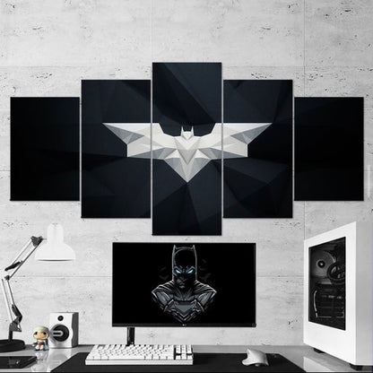GEOMETRICAL BATMAN LOGO – 5 PANEL SET – COMIC WALL ART