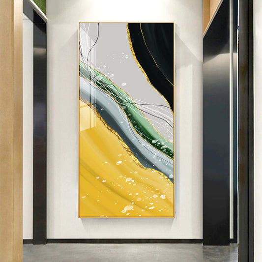 Abstract Marble Painting in Dark Tones with Gold