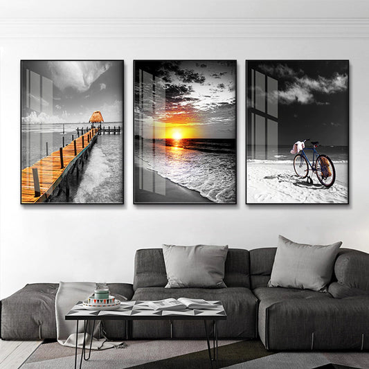 Trio of Beach Landscapes Paintings