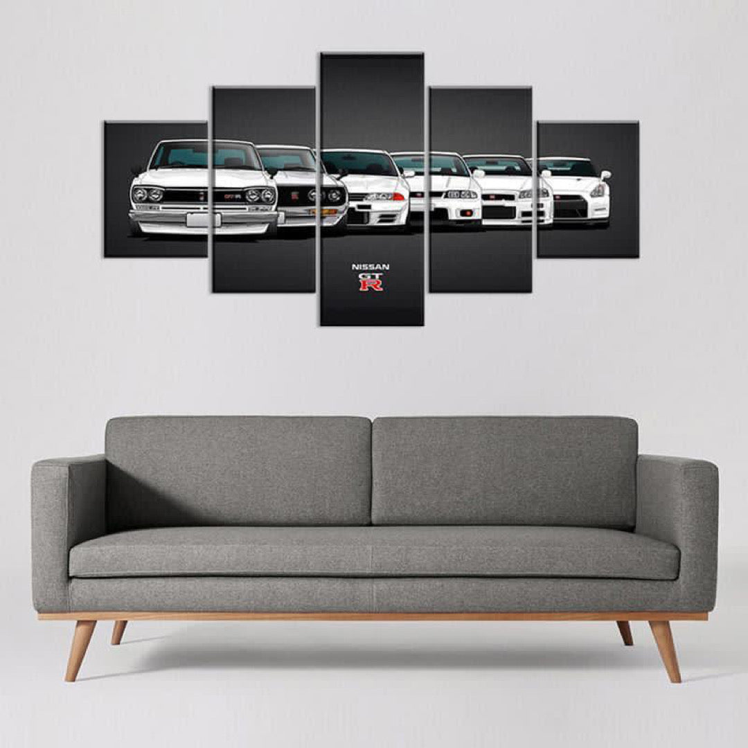 NISSAN GTR – 5 PANEL SET – AUTOMOTIVE WALL ART