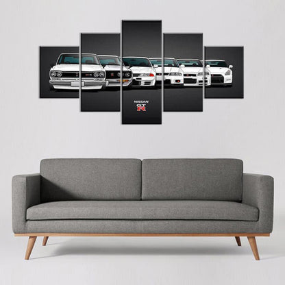 NISSAN GTR – 5 PANEL SET – AUTOMOTIVE WALL ART