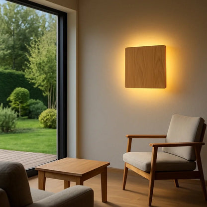 Modern Square Wooden Wall Lamp