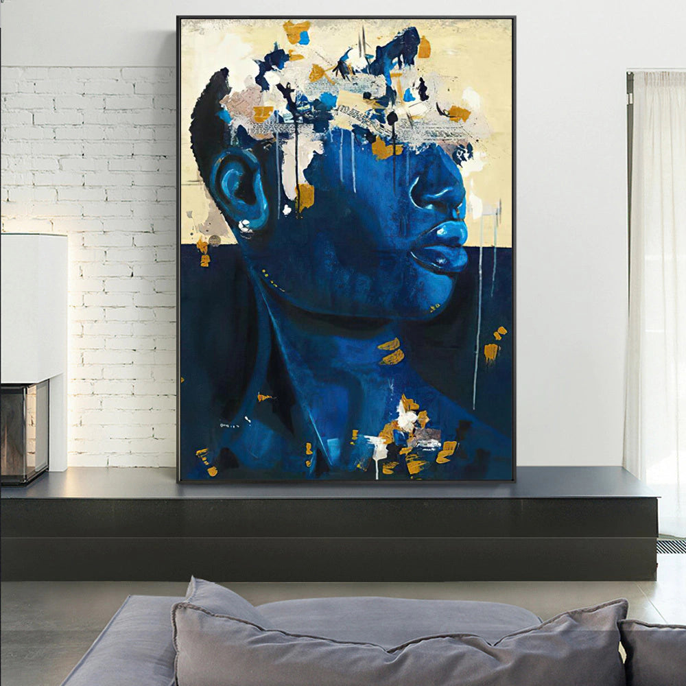 Abstract Painting Blue Man Face