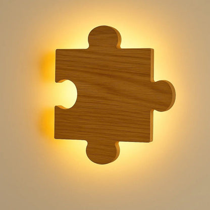 Modern Puzzle Shape Wooden Wall Lamp