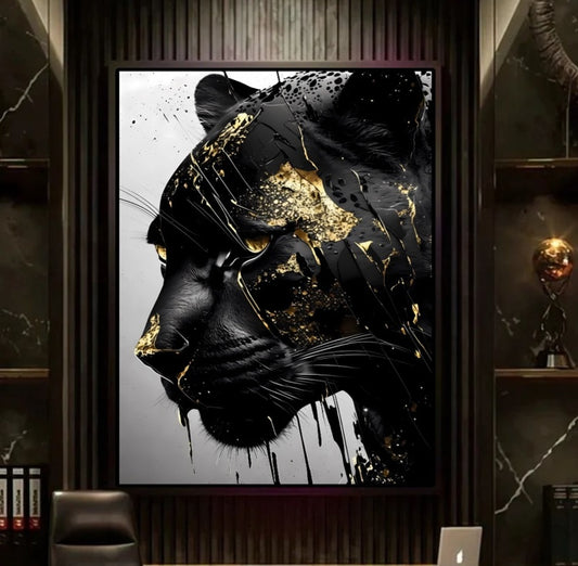 "GOLD PANTHER" -Wall Frame Art