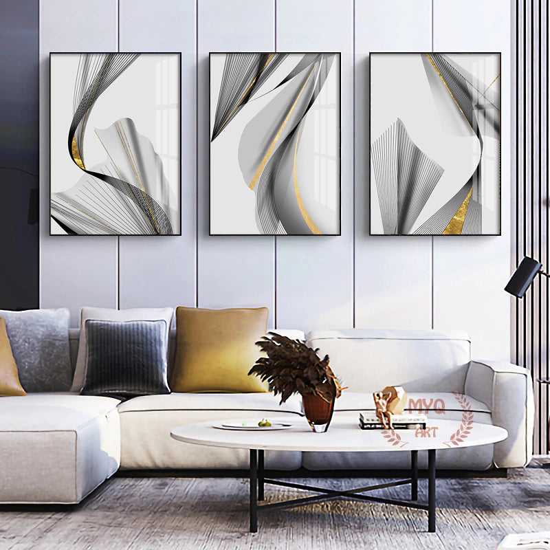 Trio of Abstract Gray Paintings