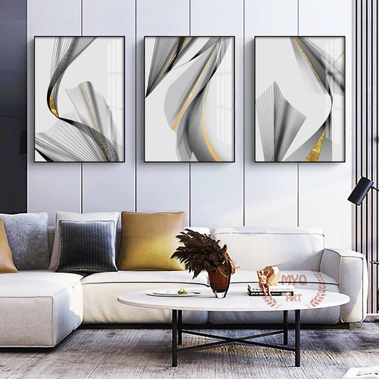 Trio of Abstract Gray Paintings