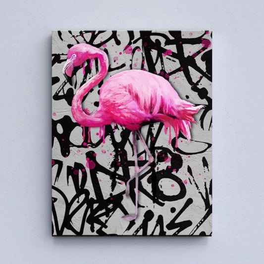 Flamingo Graffiti Painting-Wall Frame Art